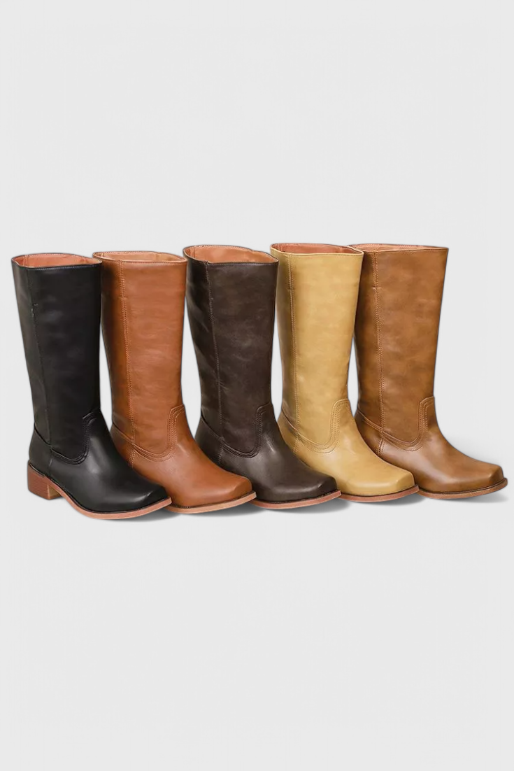 Ella | Women’s Leather Knee-High Boots with Heels Caliboot