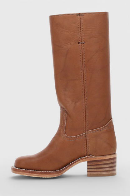 Women's Knee High Boots Stacked Heel Round Toe Classic Black