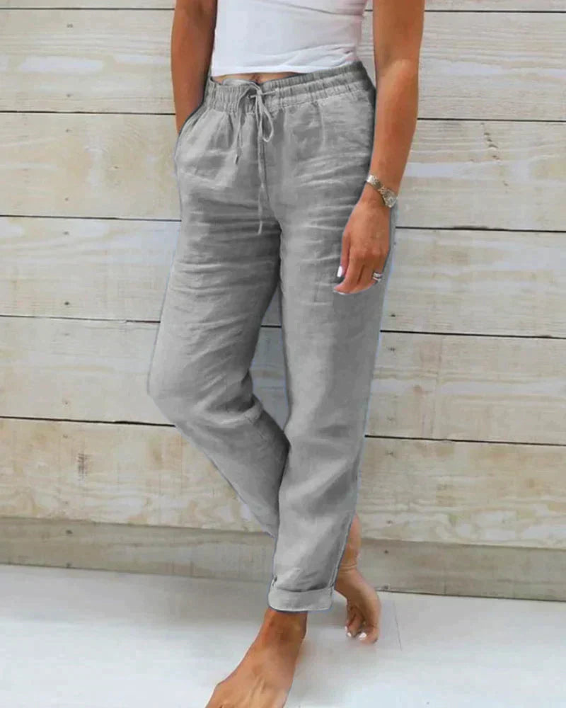 Women's Linen Casual Pants - Fashinoza