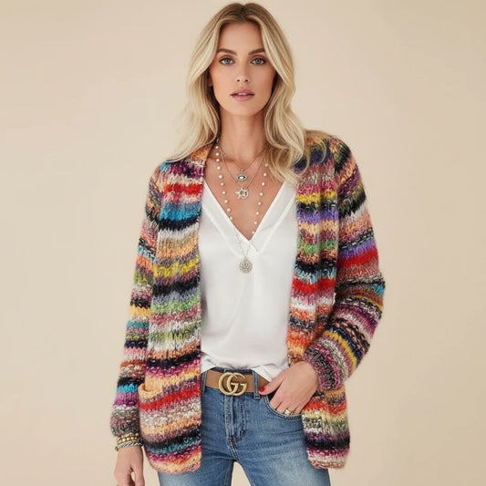 Women's Striped Knit Sweater - Fashinoza