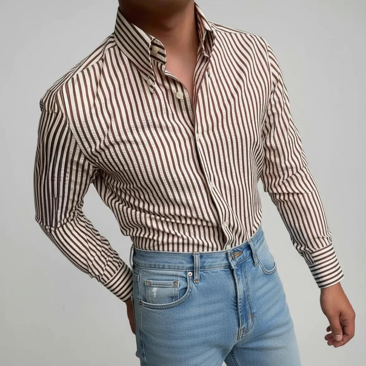 Men's Striped Casual Shirt - Fashinoza