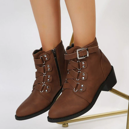 Women's Ankle Boots Leather Comfortable Black - 
Fashinoza