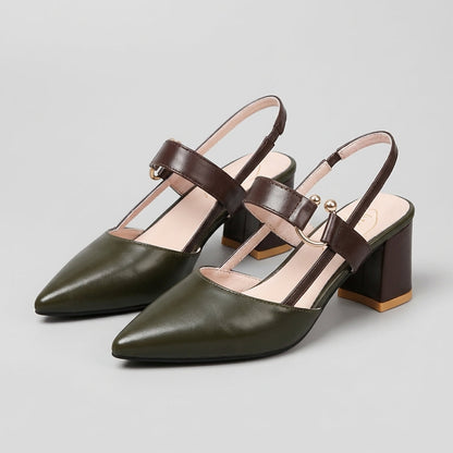 Women's Pointed Toe Slingback Shoes Block Heel