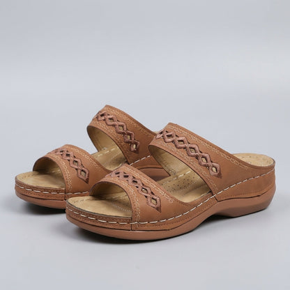 Hershey Women's Orthopedic Sandals Slip-On Leather Brown