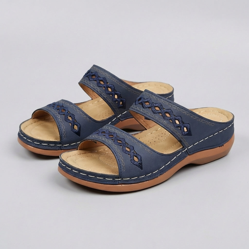 Hershey Women's Orthopedic Sandals Slip-On Leather Brown