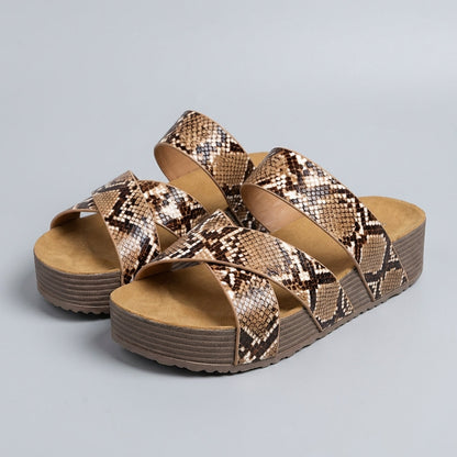Women's Platform Sandals Braided Straps Wedge Heel