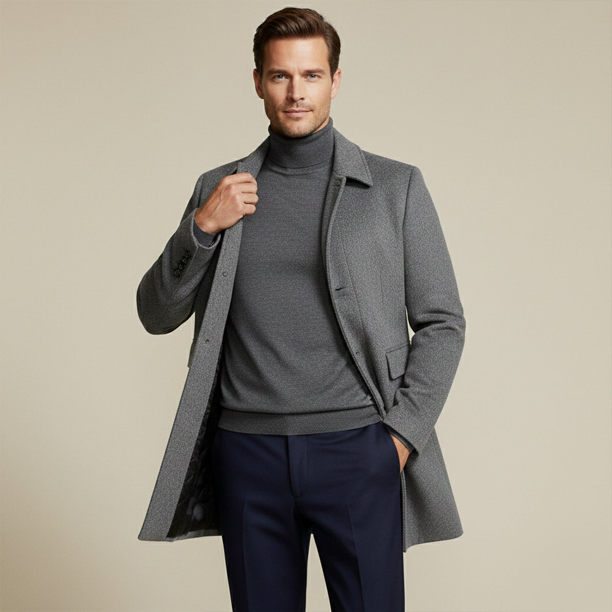 Alderney Men's Wool Blend Long Coat