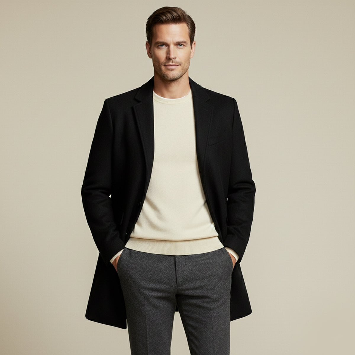 Alderney Men's Wool Blend Long Coat