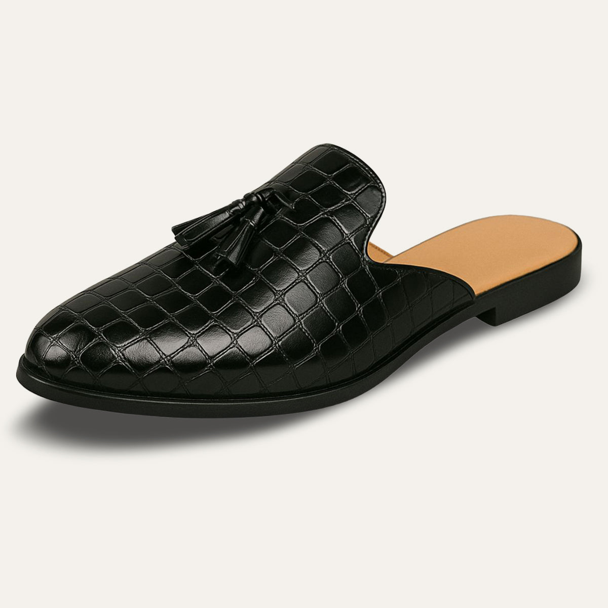 Men's Leather Mule Loafers Slip On - Fashinoza