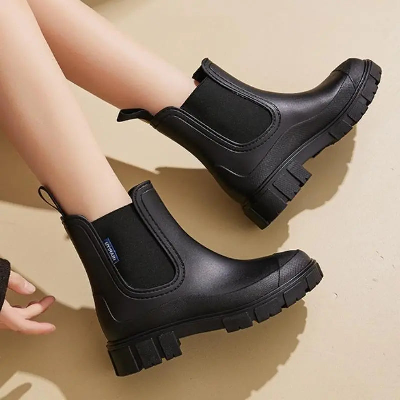 Women's Ankle Boots Waterproof Black - 
Fashinoza