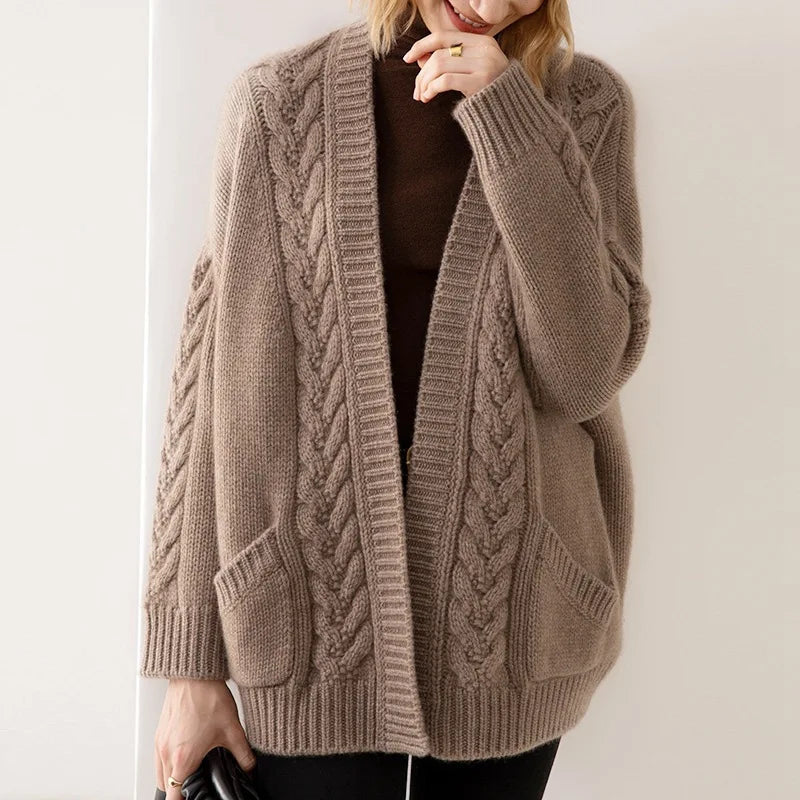 Women's Cable-Knit Open-Front Cardigan