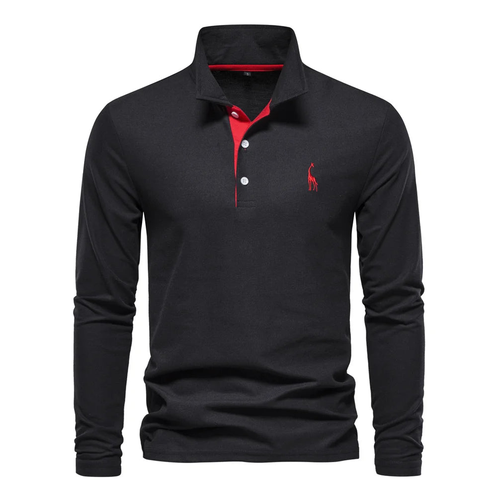 Men's Long Sleeve Polo Jumper Cotton Classic Collar Comfortable