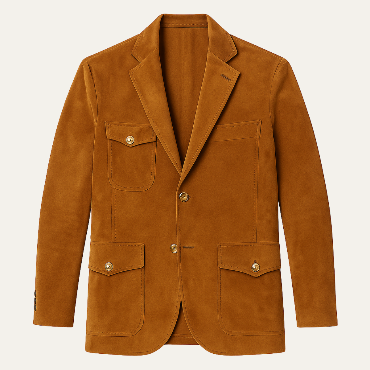Men's Suede Blazer Tan Retro Style - Fashinoza
