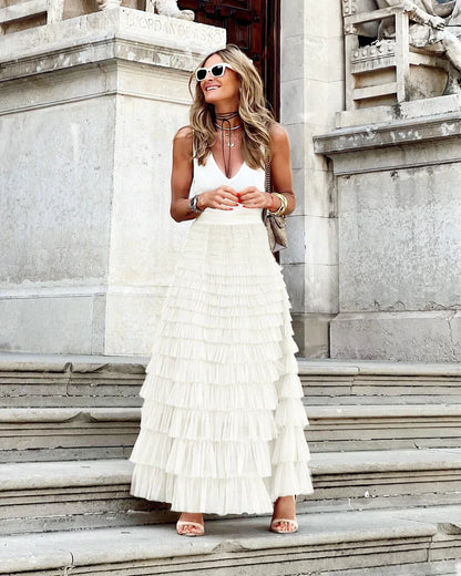 Women's Tulle Maxi Skirt Elastic Waist
