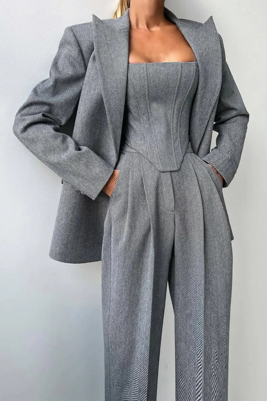 Women's Three-Piece Pant Suit Set - 
Fashinoza