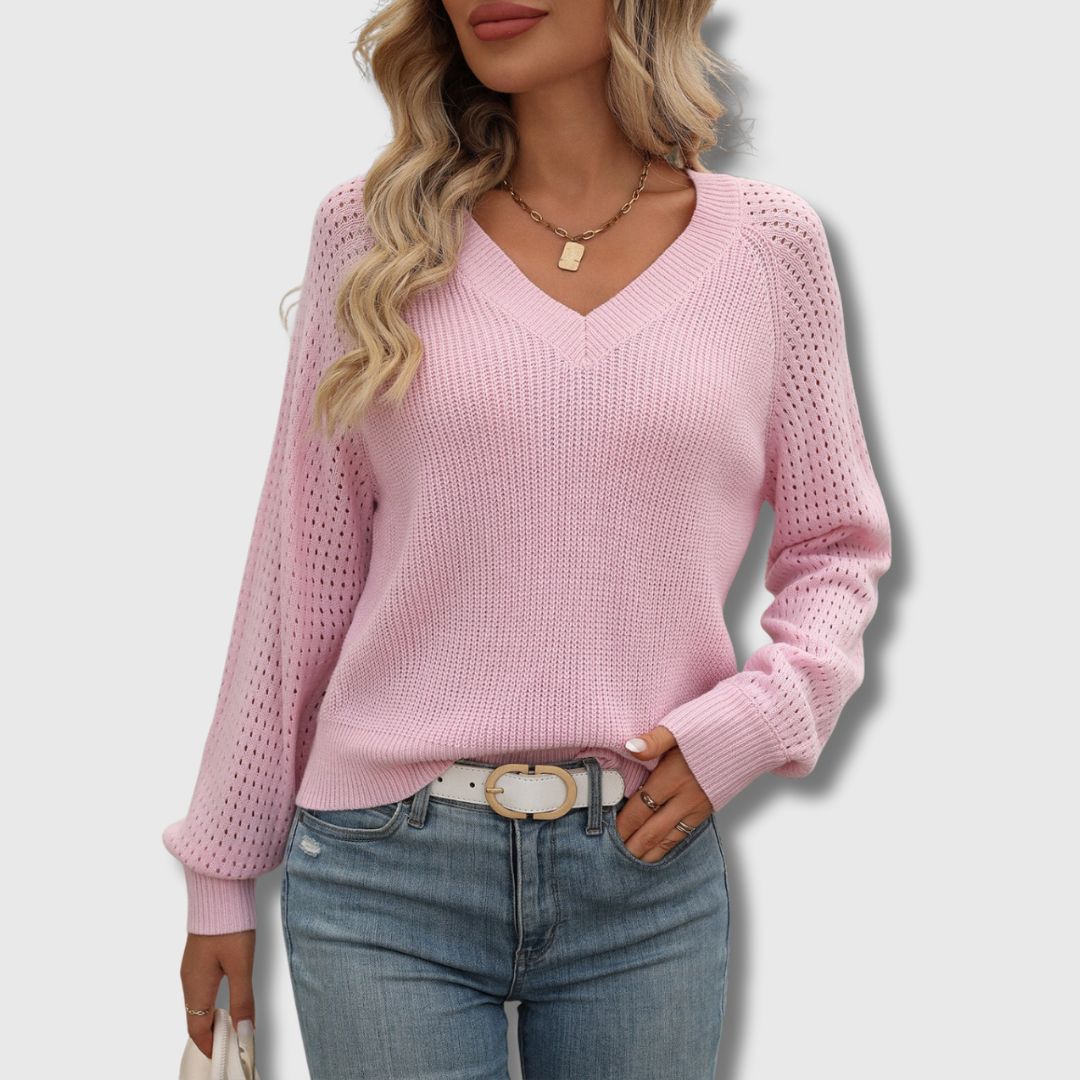 Elegant Women's V-Neck Sweater - Fashinoza