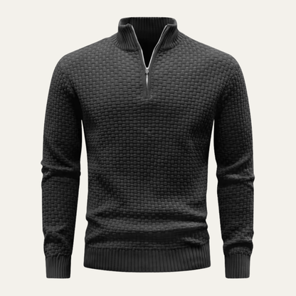 Men's Textured Knit Half Zip Jumper
