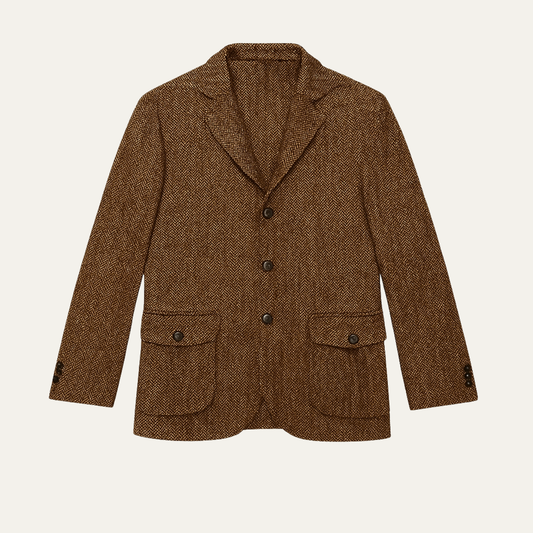 Dolomiti Men's Tweed Blazer Dark Brown - Fashinoza