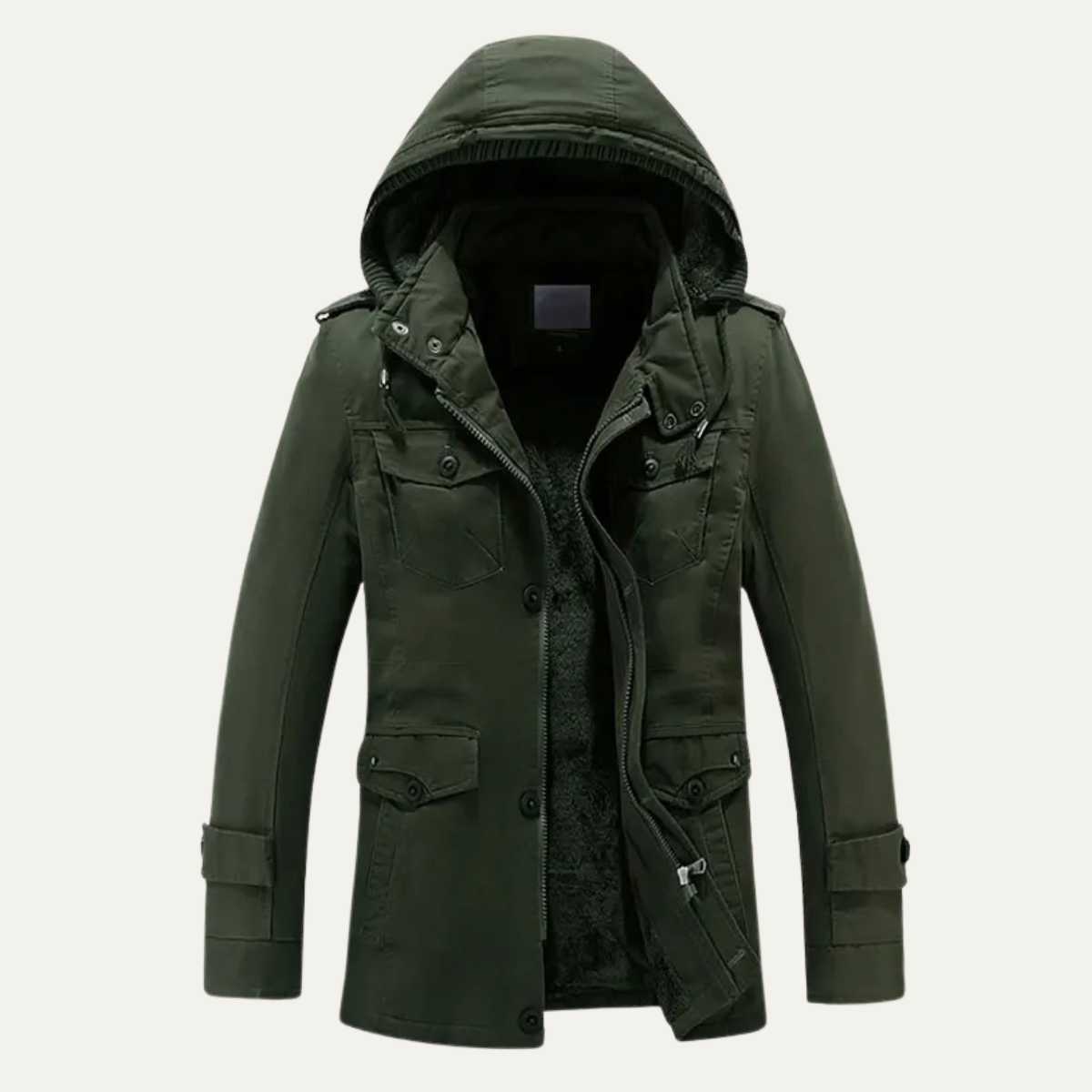 Men's Fleece Lined Hooded Winter Parka Jacket