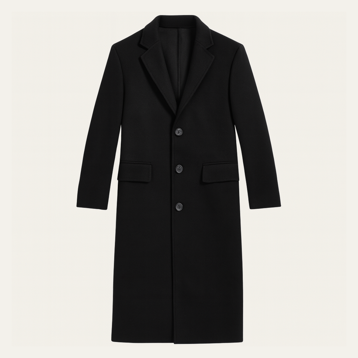 Pembroke Men's Wool Single Breasted Coat Black - Fashinoza