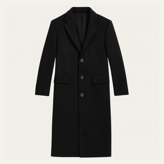 Pembroke Men's Wool Single Breasted Coat Black - Fashinoza