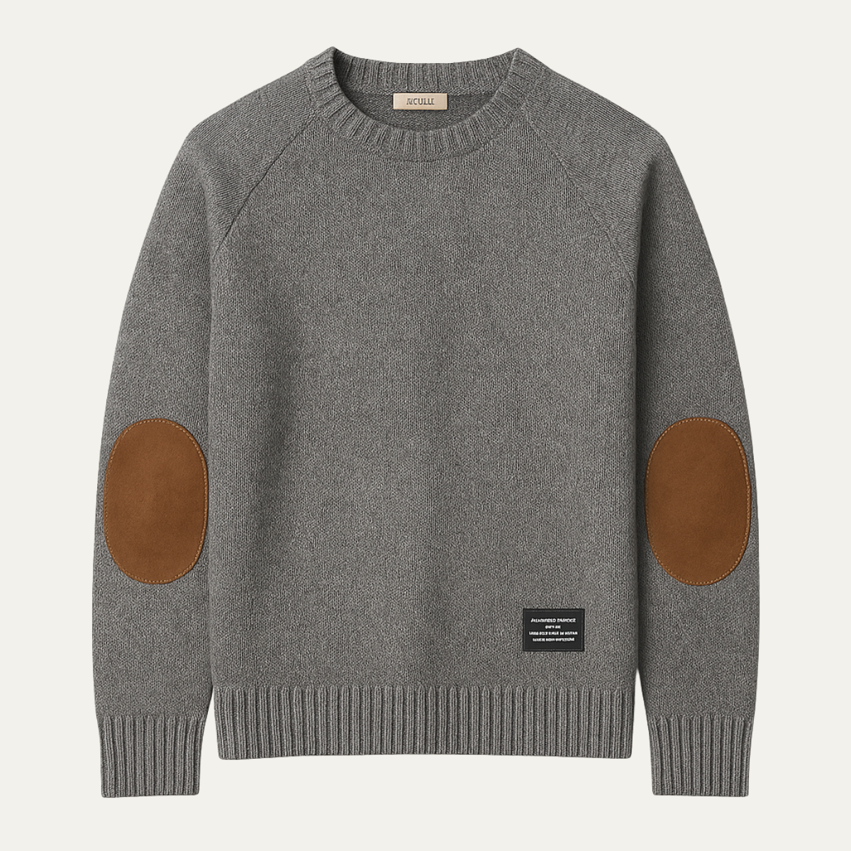 Porta Romana Men's Knitted Crew Neck Sweater Elbow Patches - Fashinoza