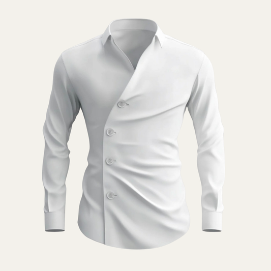 Men's Asymmetrical Button Dress Shirt - Fashinoza