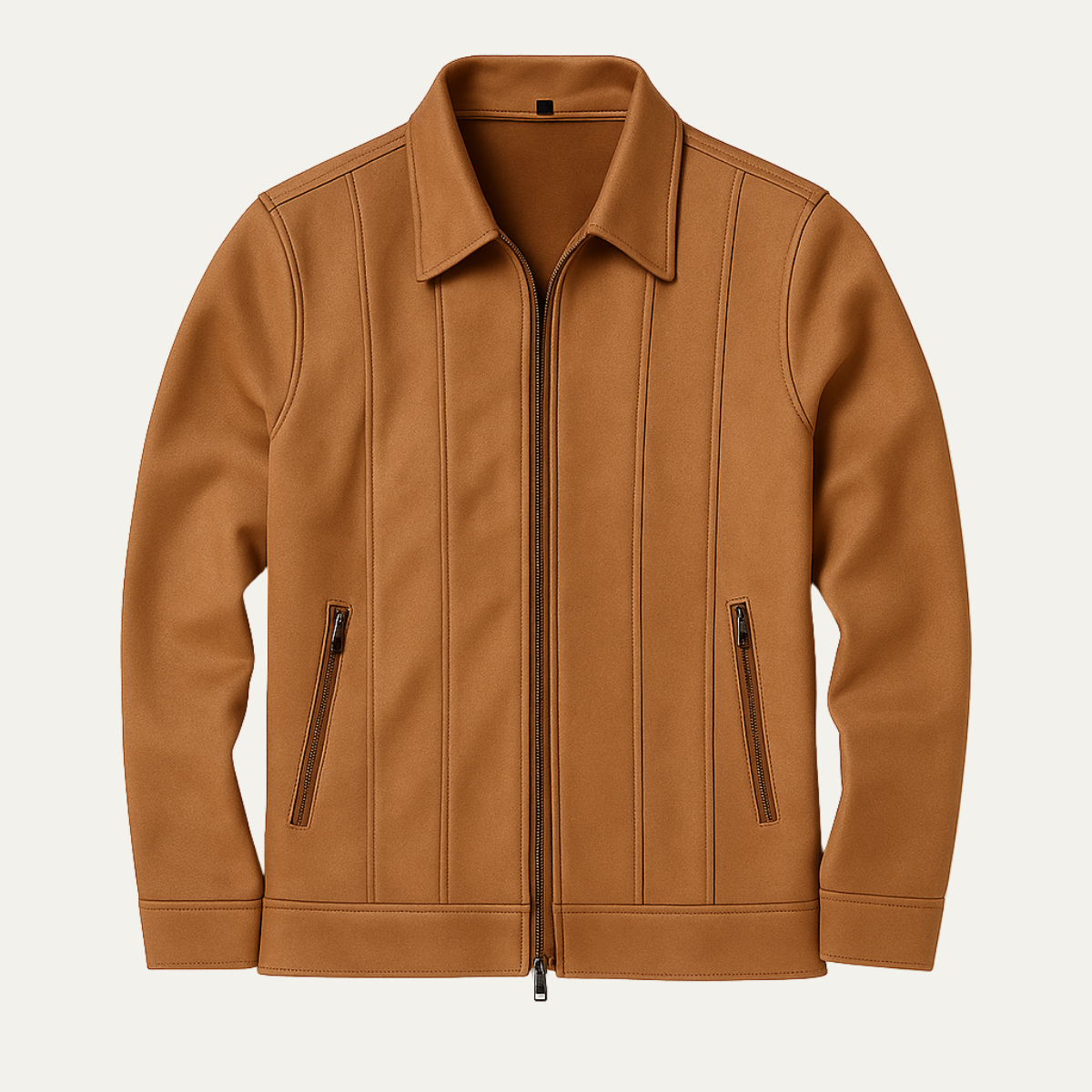 Men's Suede Leather Trucker Jacket Zip Up - Fashinoza