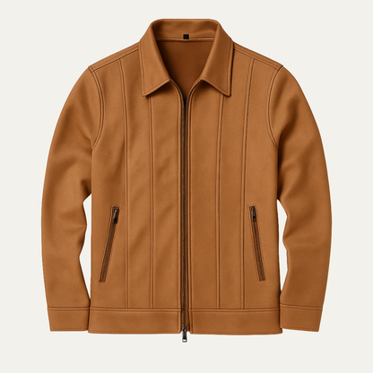 Men's Suede Leather Trucker Jacket Zip Up - Fashinoza
