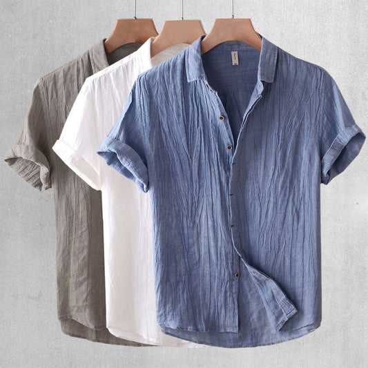 Men's Short Sleeve Button Down Shirt Solid - Fashinoza