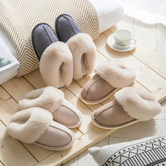 Men Women Velvet Slippers Thick Sole Non-Slip Comfort - 
Fashinoza