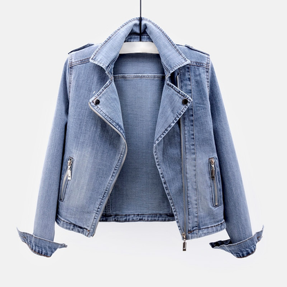 Women's Denim Jacket Classic Blue - Fashinoza
