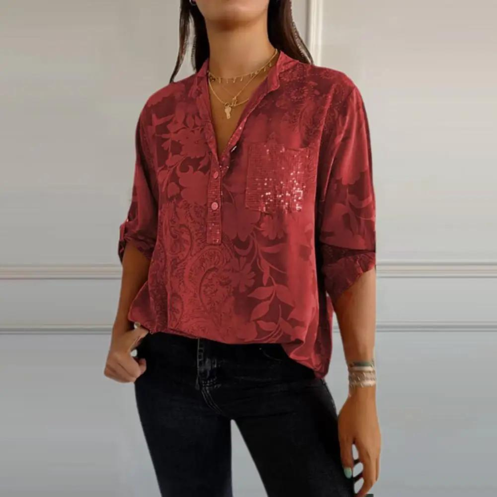 Women's Sheer Button Front Blouse