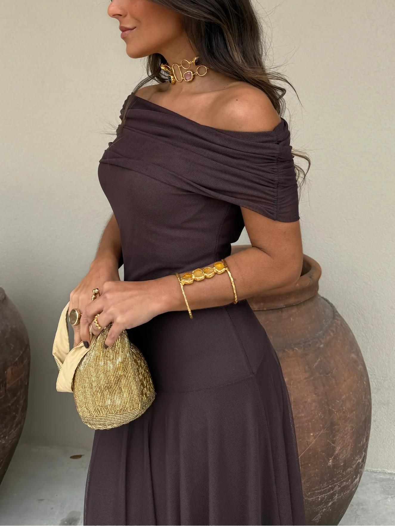 Calerisse | Women’s Off Shoulder Maxi Evening Dress