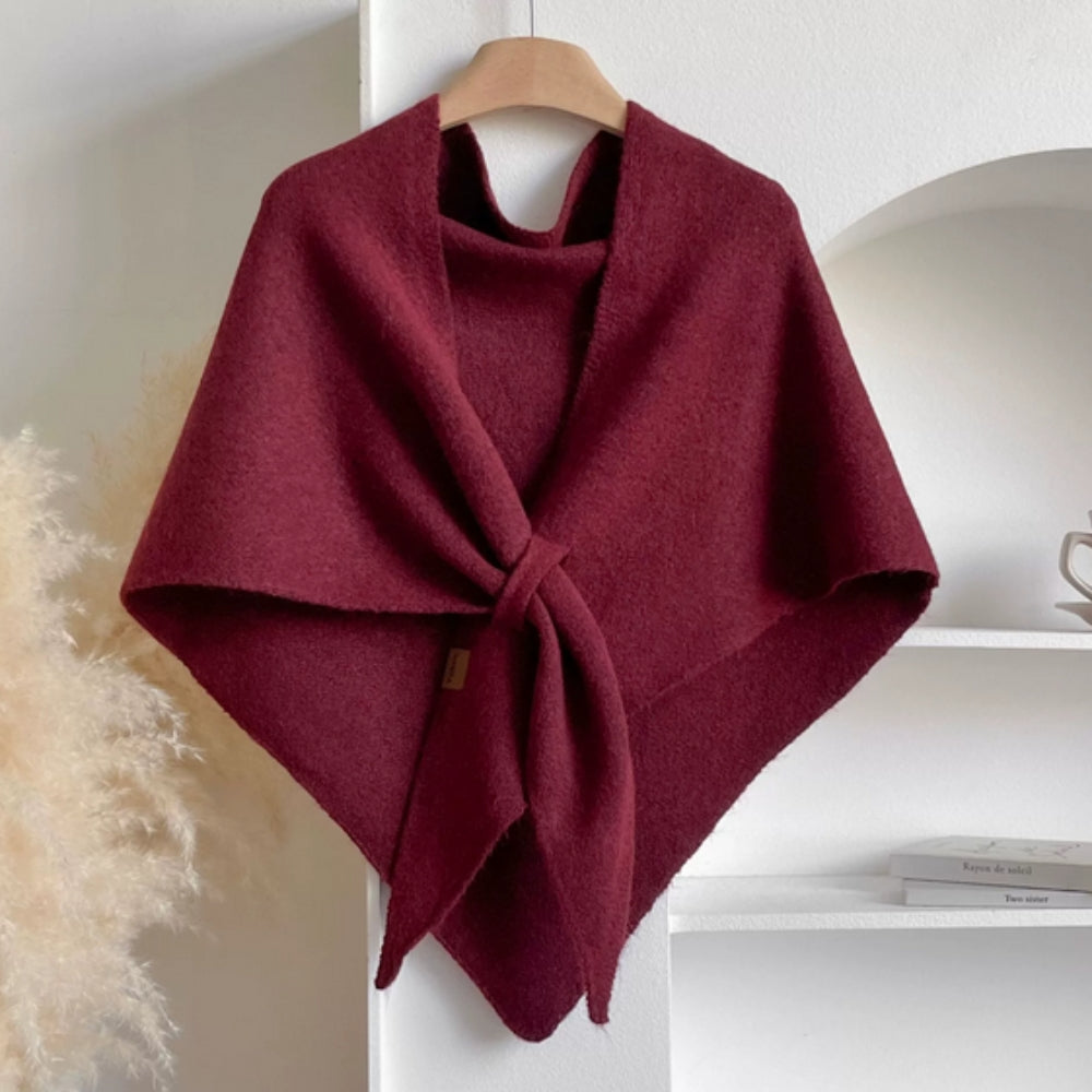 Women's Knotted Poncho Cape Shawl Cozy Draped Fit - 
Fashinoza