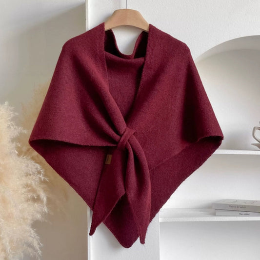 Women's Knotted Poncho Cape Shawl Cozy Draped Fit - 
Fashinoza