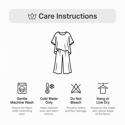 Women's Relaxed Two-Piece Linen Wide-Leg Pants Set