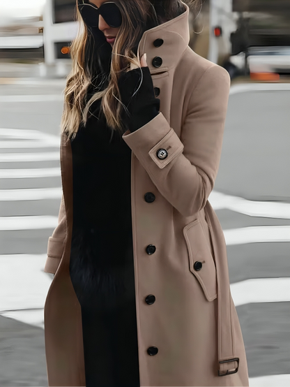 Ashley | Women’s High Collar Button Trench Coat