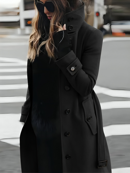 Ashley | Women’s High Collar Button Trench Coat