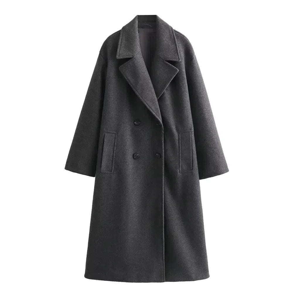 Women's Double Breasted Long Coat Tailored