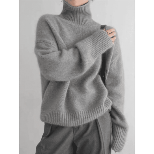 Women's Relaxed Fit Turtleneck Sweater Ribbed Crew Neck - 
Fashinoza