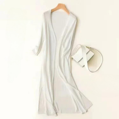 Women's Open Front Cardigan Lightweight Breathable Beige