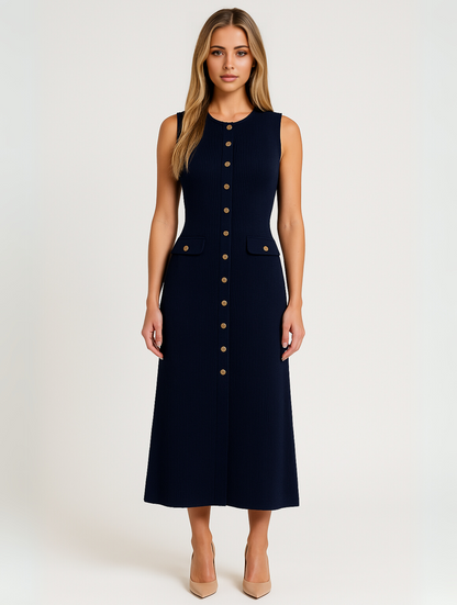 Women's Midi Dress Button Front - 
Fashinoza
