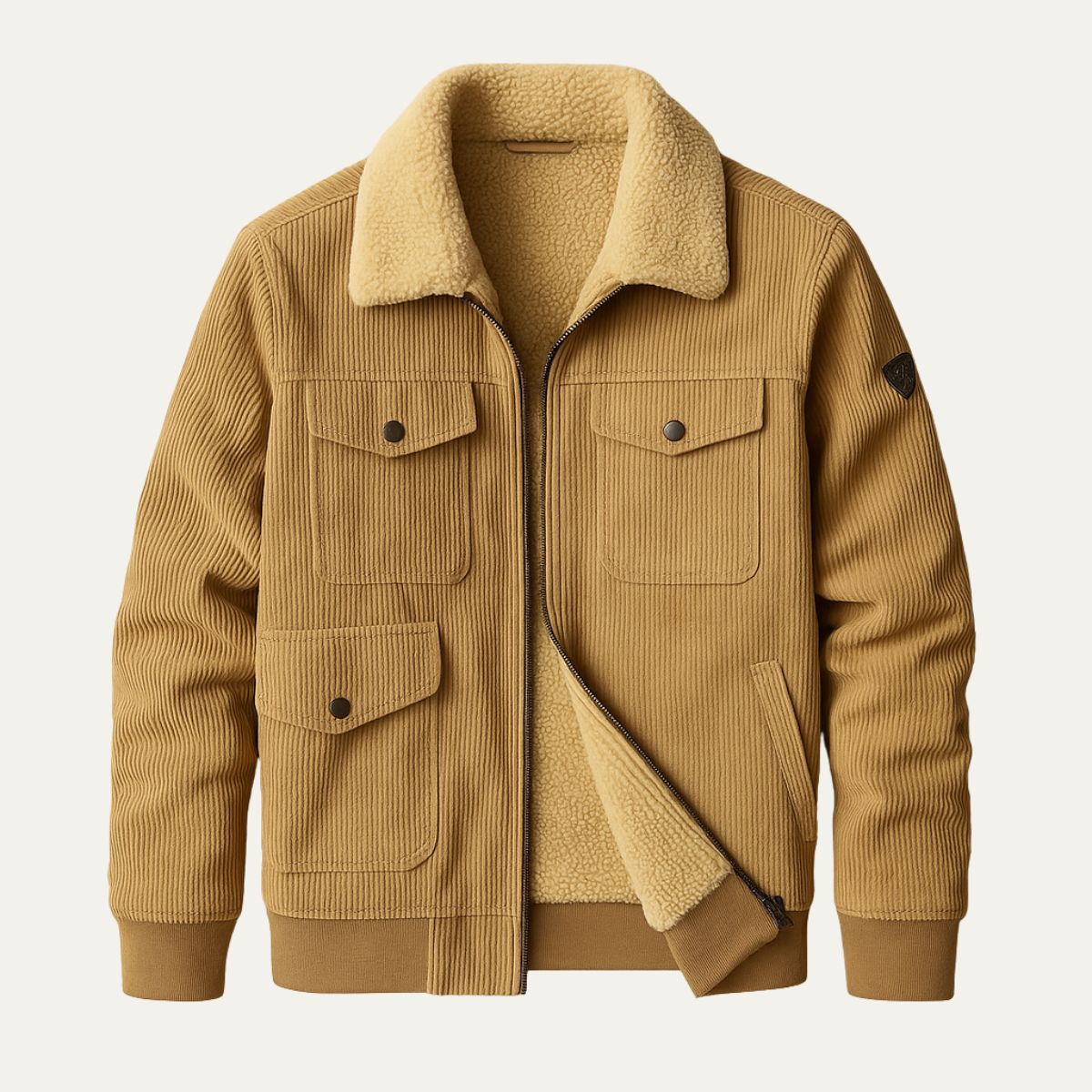 Men's Fleece Lined Corduroy Jacket - Fashinoza