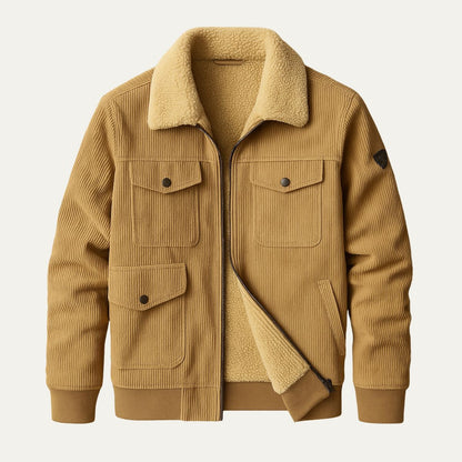 Men's Fleece Lined Corduroy Jacket - Fashinoza
