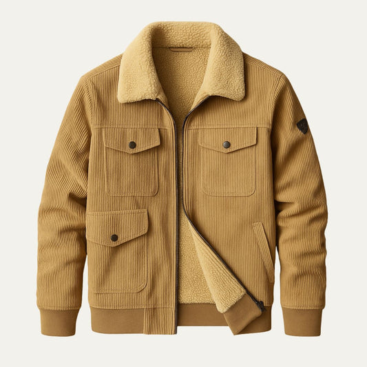 Men's Fleece Lined Corduroy Jacket - Fashinoza