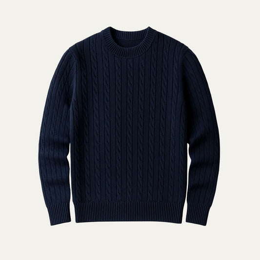 Men's Merino Wool Sweater Navy Blue - Fashinoza