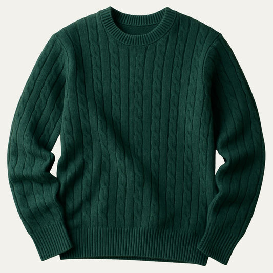 Men's Merino Wool Sweater Green - Fashinoza