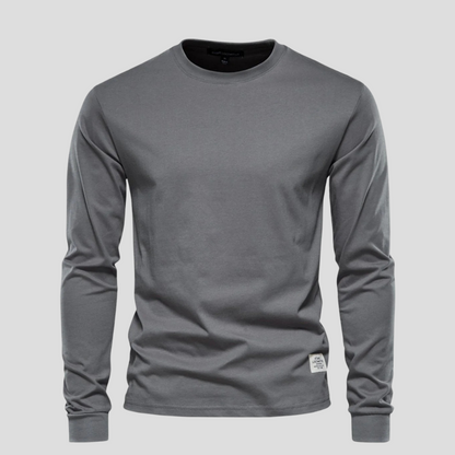 Men's Long Sleeved Round Neck Shirt Classic Cotton
