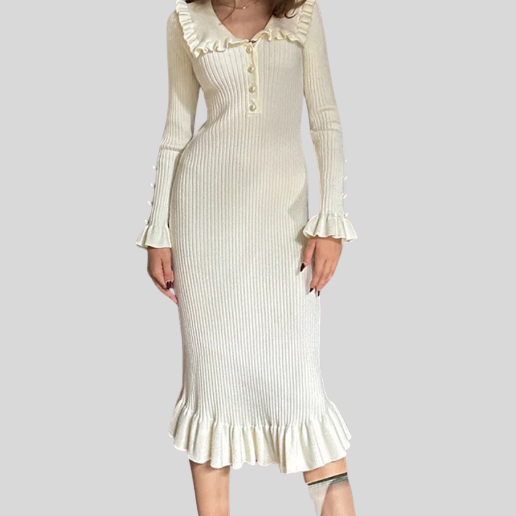 Women's High-Waist Ruffle Maxi Dress - Fashinoza